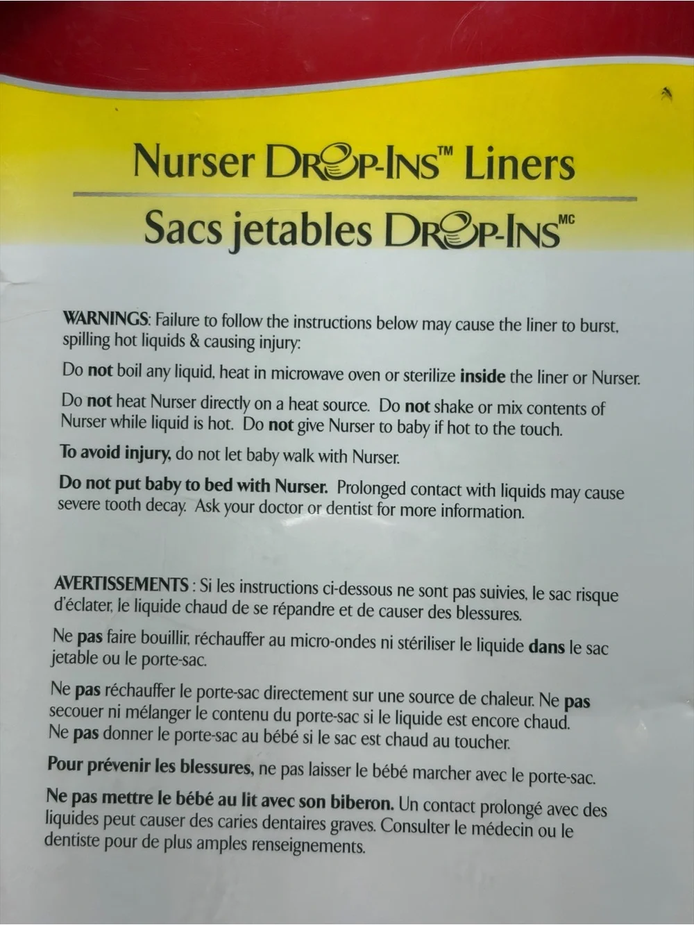 Playtex Nurser Drop-Ins Bottle 8-10 oz 100 Liners new Baby
